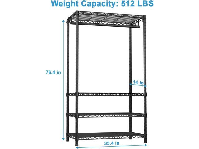 Ulif H4 Portable Closets, 4-Tier Metal Clothes Garment Rack for Bedroom and Cloakroom, Clothing Closet Storage and Organizer Wardrobe, 35.4' W x...
