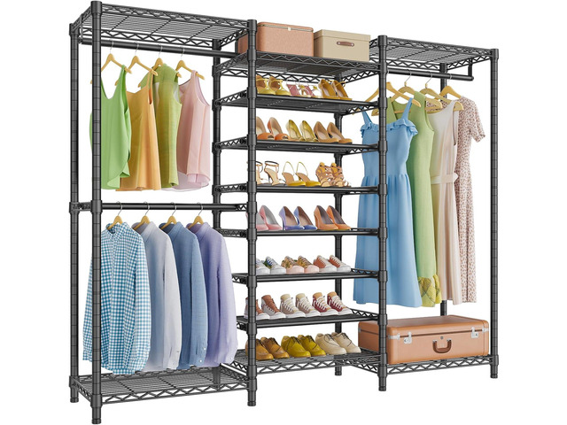 VIPEK S3 Heavy Duty Garment Rack Freestanding Clothes Rack Closet Storage Organizer Large Wardrobe with 6-Tier Shoe Rack, Hanging Rod, Adjustable...