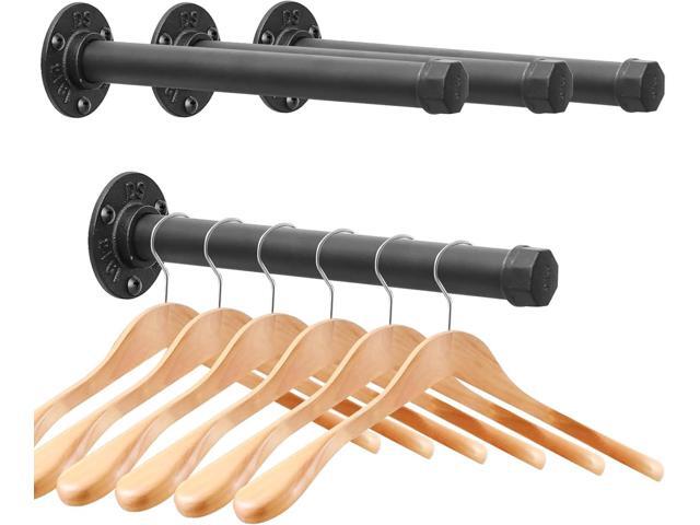 Cast Iron Wall Mounted Clothes Rack, Heavy Duty Industrial Pipe Clothing Rack for Hanging Clothes, Garment Racks for Wardrobe Organizers and.