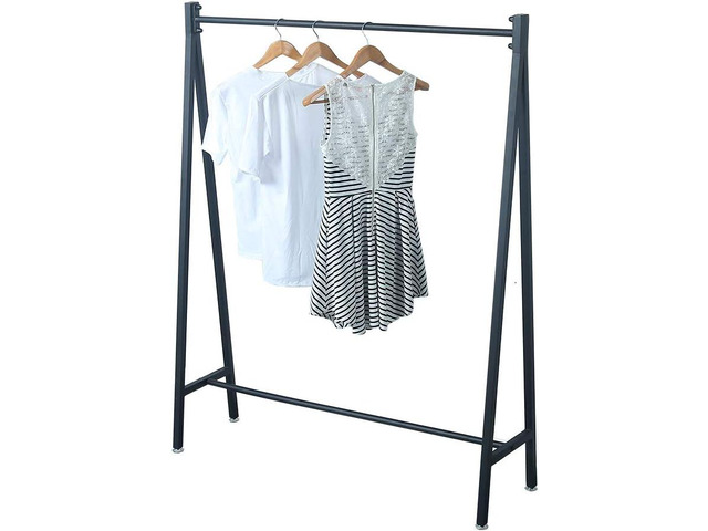 Black Modern Clothing Rack Metal,Retail Clothing Racks for Boutiques,Clothes Racks for Hanging Clothes,59in Industrial Iron Garment Rack
