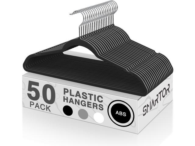SMARTOR Plastic Hangers 50 Pack, Heavy Duty Plastic Hangers for Clothes - Non-Velvet Slim Hangers with 360Â° Swivel Hook & Clothes Thin Hanger -.