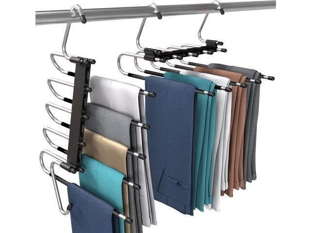 Utopia Home Pants Hangers Space Saving 2 Pack - Space Saving Hangers Or Closet Organizer for Clothes, Scarf, Pants & Skirt with S-Type Stainless.