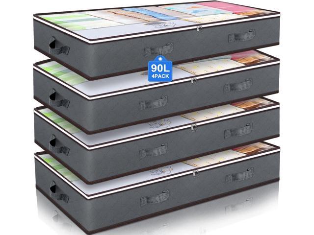 Budding Joy 90L Under Bed Storage Containers, Closet Organizers and Storage Bins, Foldable Underbed Storage Bags for Blanket, Clothing, Comforter,.