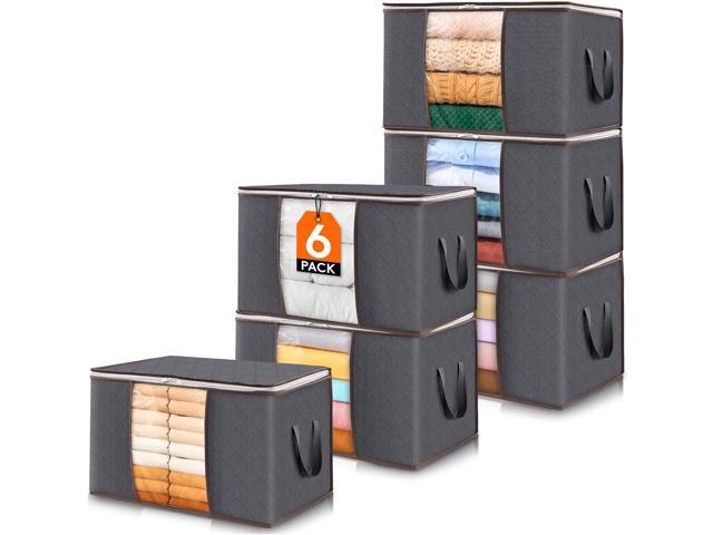 Lifewit 6 Pack Clothes Storage Bins with Lids, Foldable Blanket Storage Bags with Zippers, Clear Window and Reinforced Handles, Closet and.
