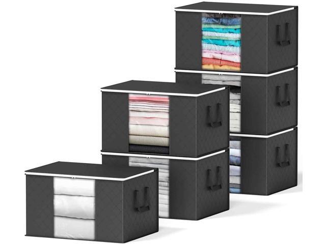 SpaceAid 6 Pack 90L Clothing Storage Bags, Heavy Duty Closet Storage Bins, Extra Large Moving bags, Storage Containers for Clothes, Blankets,.