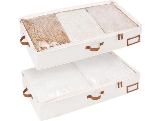 StorageWorks Large Under Bed Storage Containers with Handles and Label Holder, 2 Pack Ultra-thick Fabric Underbed Bins, Closet Organizer for.