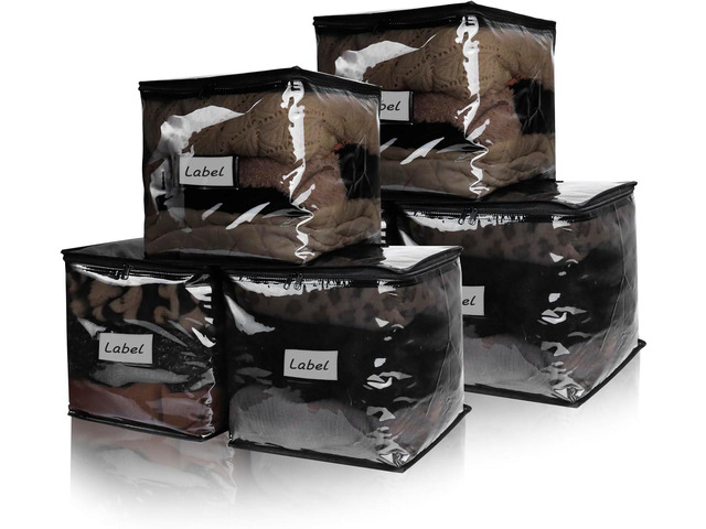 Clear Zippered Storage Bags Plastic Sweater Storage Bags with Zipper 6 Packs Clothing Organizer for Blankets Linen Sweater Bed Sheet Quilt Clothes...