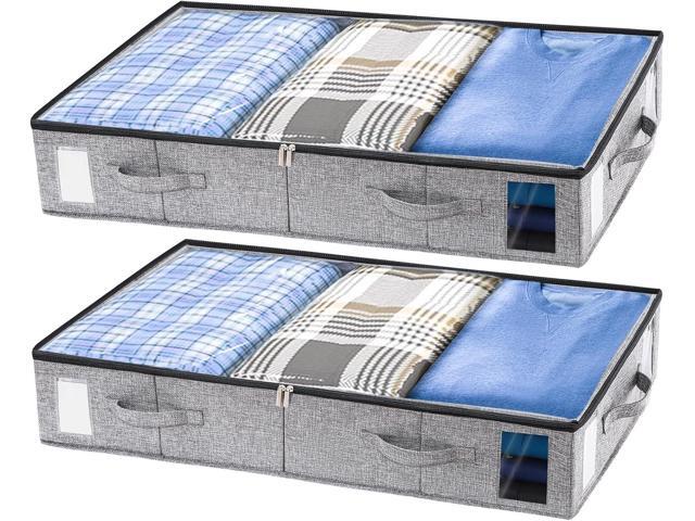 combocube 2 Pack Under Bed Storage Containers, Stackable Closet Organizers and Storage Bins with Sturdy Support, Foldable Underbed Clothes Storage.