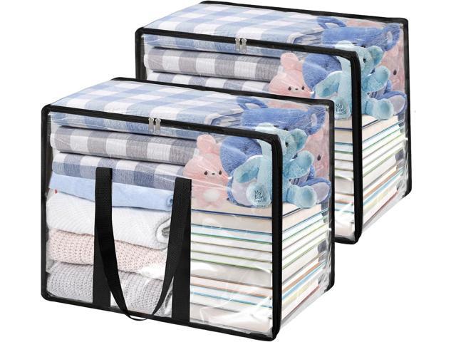 2 Pack Clear Blanket Storage Bags, 40L Clothes Storage Bags with Zipper, Vinyl Moving Bag Closet Organizers and Storage Containers for Bedding,.