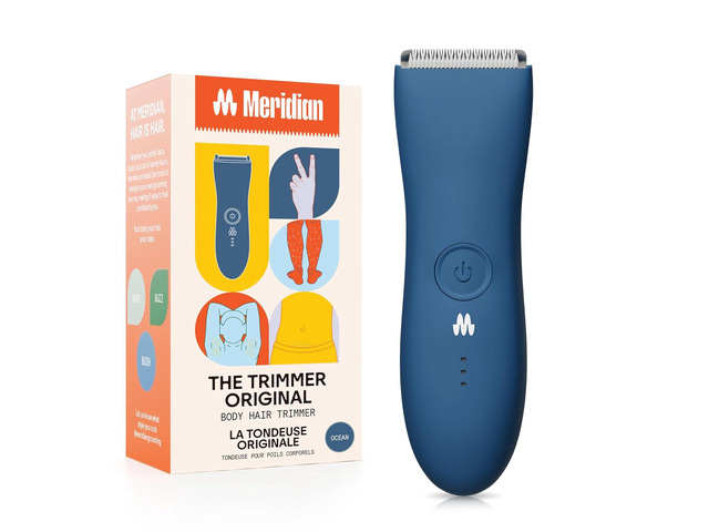 MERIDIAN The Trimmer Original - Body Hair Trimmer for Men, Electric Shaver for Pubic Hair, Chest, Legs & Bikini, Waterproof & Rechargeable, Ocean