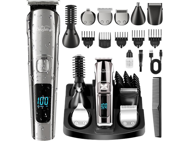 Brightup Beard Trimmer for Men - Electric Razor & Shaver, Cordless Hair Clippers Trimmers Set, IPX7 Waterproof Mens Grooming Kit for Shaving Face,...