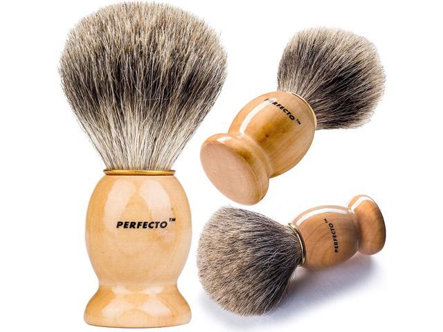 Perfecto 100% Original Pure Badger Shaving Brush, Engineered for The Best Fathers Day Gift. All Methods, Safety Razor, Double Edge Razor, Straight.