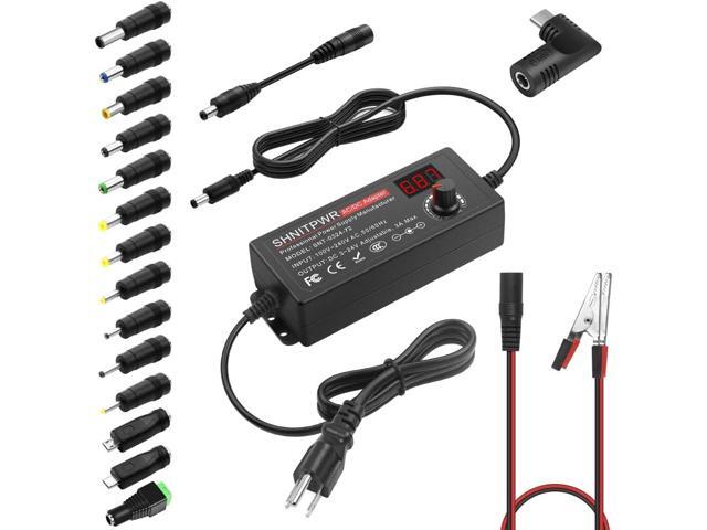 SHNITPWR 72W universal Power Supply Adjustable DC 3V ~ 24V 3A AC/DC Adapter with USB C Charger PD 65W Upgraded 100V-240V AC to DC Converter.