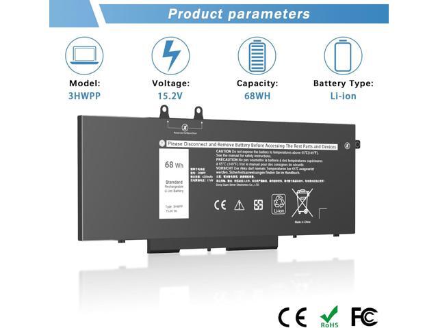 3HWPP Laptop Battery Compatible with Dell Latitude 5410 5510 5501 5401 5411 5511 Precision 3541 3551 Inspiron 7706 2-in-1,17 7500 7506 2-in-1...