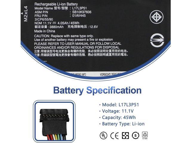 ANTIEE 01AV445 L17L3P51 Battery Compatible with Lenovo ThinkPad E480 E490 E485 E495 E580 E585 E590 E595 E14 E15 Series SB10K97606 SB10K97608...