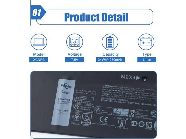 Dentsing XCNR3 Battery Replace for Dell Latitude 13 7370 Ultrabook Series 0XCNR3 WY7CG WV7CG 0WV7CG 7.6V 34Wh/4250mAh 4-Cells