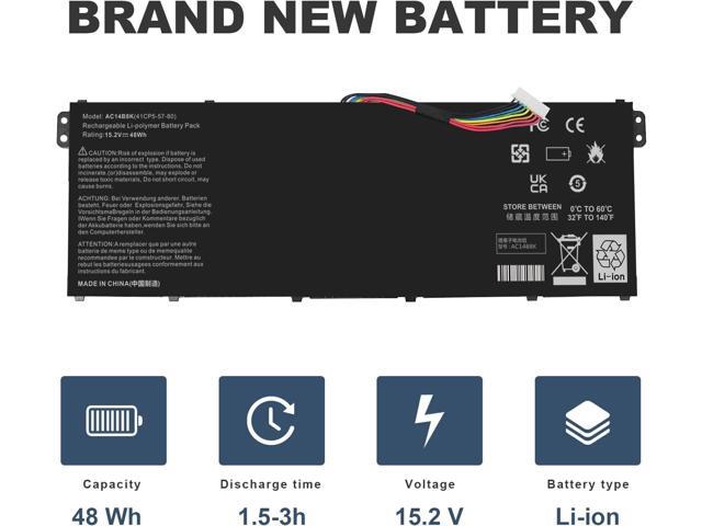 AC14B8K AC14B3K Laptop Battery for Acer Aspire R5-471T R5-571T R5-571TG R5-571TG-7229 R7-371T N15W5 CB5-571 CB3-531 Swift 3 SF314-51 SF314-52 Nitro...
