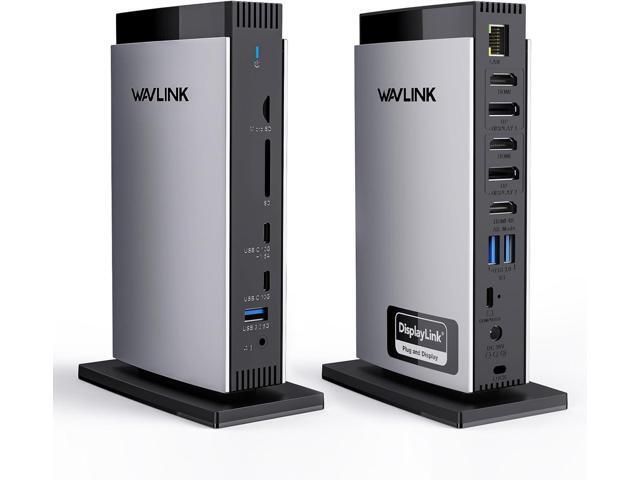 WAVLINK DisplayLink Docking Station 3 Monitors with 130WPD Power Adapter, USB C Laptop Dock for M1/M2/M3/M4/Mac and Windows, Thunderbolt 4/3