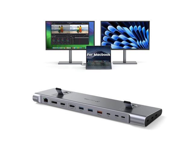 TobenONE MacBook Docking Station Dual 4K@60Hz Monitor, 16-in-2 USB C Docking Station Stand with 2.5Gbps Ethernet,100W GaN Power Supply, 2 HDMI & DP,...