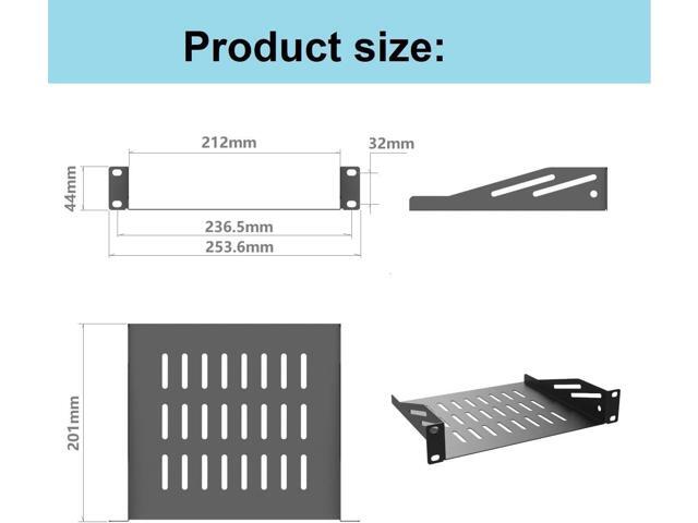 2 Pcs of 1U Server Rack Shelf Vented Cantilever Rack Tray for 10' Network Equipment Cabinet or Rack, Black (1U10IN-RackS-8IN)