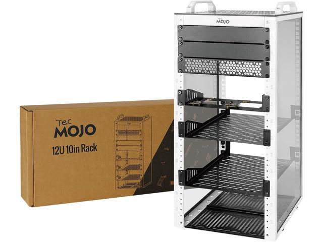 Tecmojo 12U Network Rack, 10 inch Mini Server Rack with 2 Side Translucent Panels & 2 Top Handles, 10.23 inch Deep, for 10 inch IT Equipment & A/V.