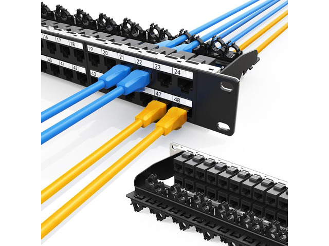 1U 48 Port Patch Panel Cat6A Keystone Patch Panel RJ45 Patch Panel (EC Listed) UTP Network Patch Panel with Smart Cable Management for 19inch...