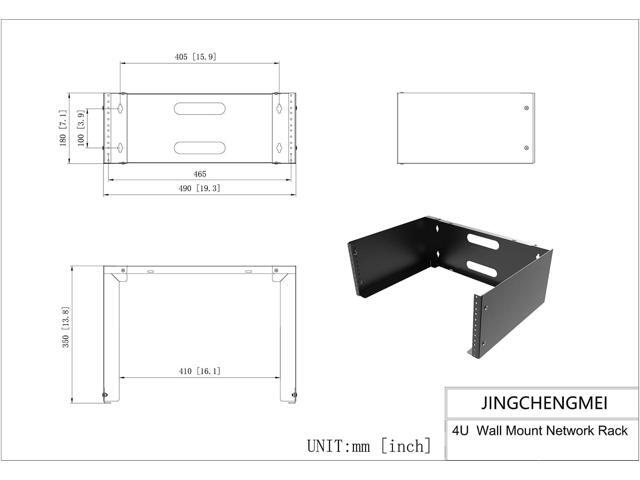 JINGCHENGMEI 4U Wall Mount Patch Panel Bracket- 14 inches Deep Network Rack for Network Switches, Patch Panel, Shallow Networking and IT Equipment,...