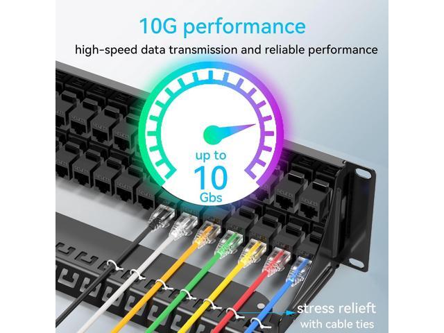 Patch Panel 48 Port Cat6a with Coupler Keystone, Cat6 Network Patch Panel 10G No Punch Down, Time-Saver Ethernet 2U Rj45 Panel with Sturdy Back...