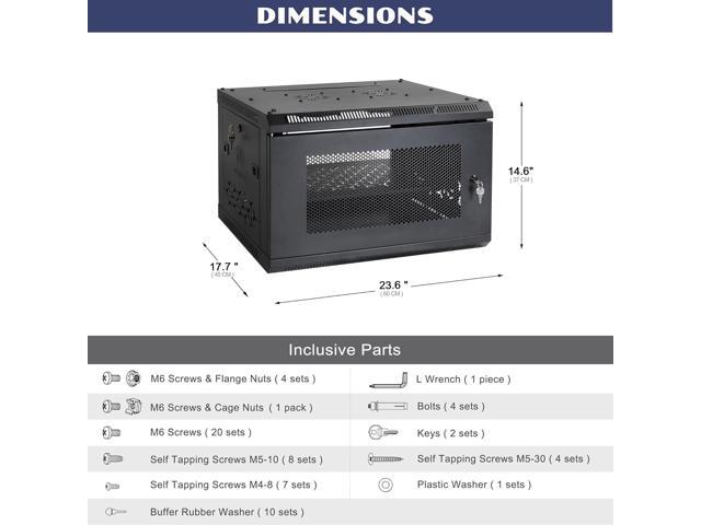 6U Wall Mount Server Cabinet with A Lockable Front Vented Door, Cooling Fans, Removable Side Panels - 45cm Depth, 19' Network Rack Including...
