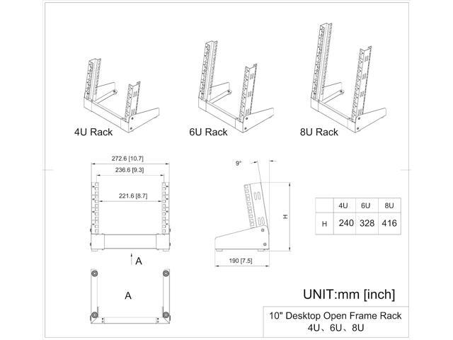8U Small Desktop Network Rack, 10 inch Mini Open Frame Desktop Cabinet for 10 inch Network, Servers, Audio, Video and Studio Equipment Free...