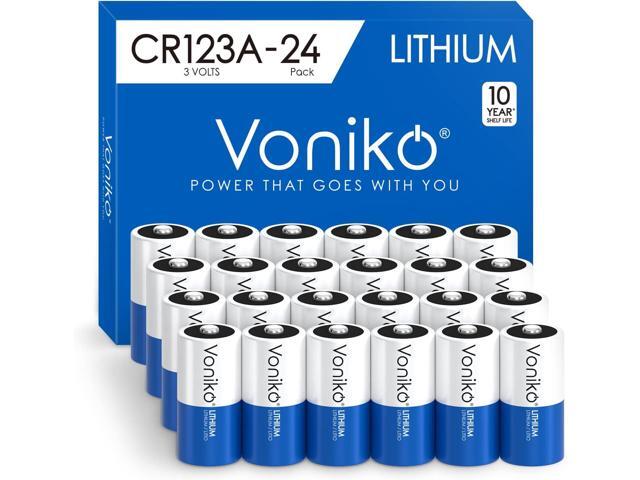 Voniko CR123A Lithium Batteries (24-Pack) Photo Non-Rechargeable Lithium Battery 3 Volt 123 Battery Lithium 10 Years Shelf Life