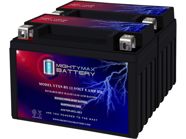 YTX9-BS 12V 8AH Replaces SLA For Power Sports Battery - 2 Pack