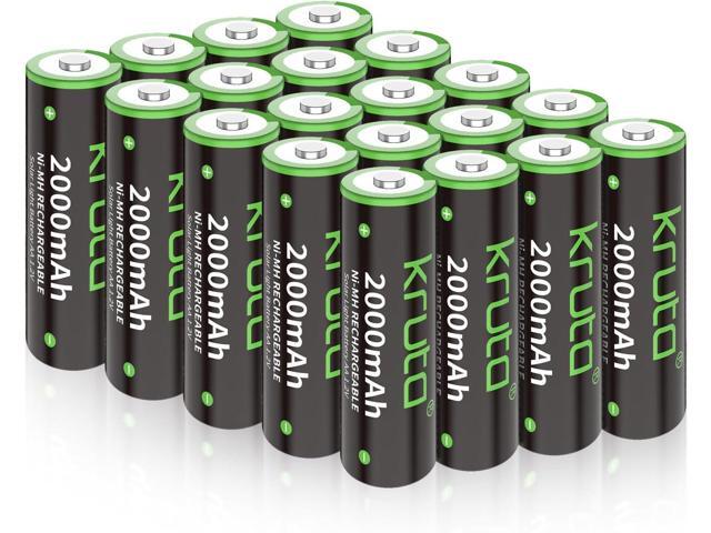 Kruta NiMH Rechargeable AA Batteries, 2000mAh 1.2V NiMH High Capacity Double AA Solar Rechargeable AA Batteries for Outdoor Solar Lights - Recharge.