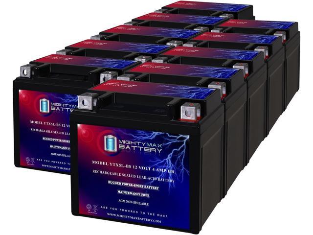 Mighty Max Battery YTX5L-BS MOTORCYCLE BATTERY REPLACEMENT - 12V 4AH - 80 CCA - 10 PACK