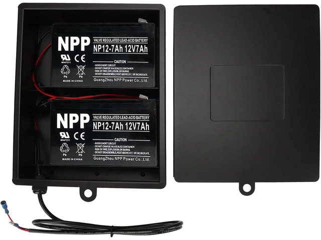 2025 New Upgraded Steel Battery Box with 2 Batteries Kit(12V 7AH Lead-Acid), for 12/24V Driveway Swing Gate Opener, Upgraded ABBT Battery Box Kit...