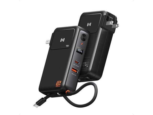 Selore & S-Global 3-in-1 Portable Phone Charger with Wall Plug, 10000mAh USB-C Power Bank with Built in Cable, 35W Portable Battery Pack for iPhone...