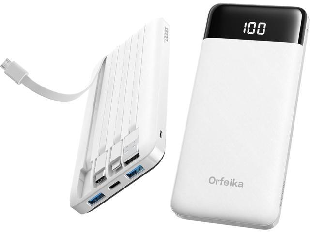 Orfeika Portable Phone Charger, 10000mAh Portable Charger Power Bank with Built-in Cables, Travel Essential Battery Pack Compatible with iPhone,...