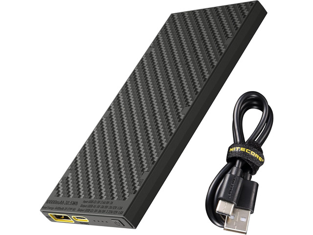 Nitecore NB10000 Gen II (Gen 2) Ultra-Slim Power Bank, 10000mAh QC Quick-Charge USB and USB-C Dual Outputs with Cables for Phones, Flashlights and...
