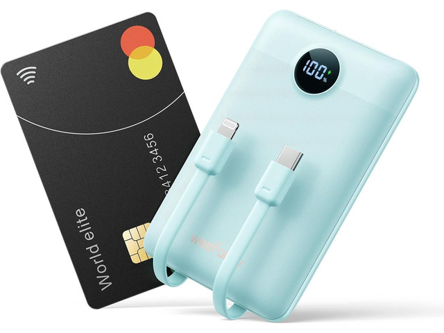 Mini Portable Charger with Built-in Cables 20W Fast Charging Power Bank USB-C Small Battery Pack 10000mAh Travel Essential Slim Battery for iPhone...