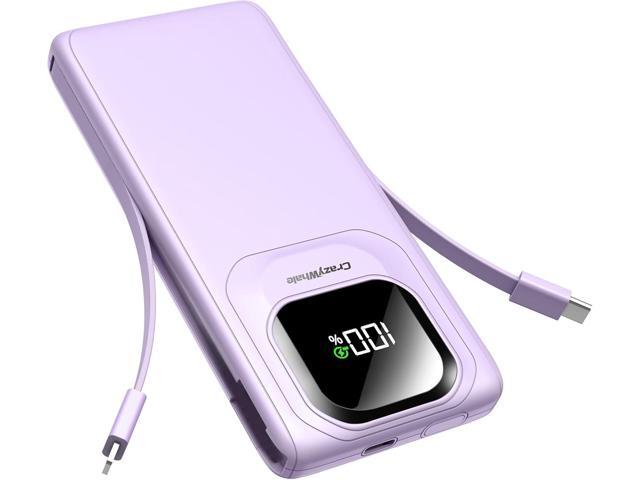 Portable Charger Power Bank with Built-in Type C Cables, 22.5W Fast Charging 10000mAh Phone Charger, Travel Battery Pack Slim Battery Bank with LED...