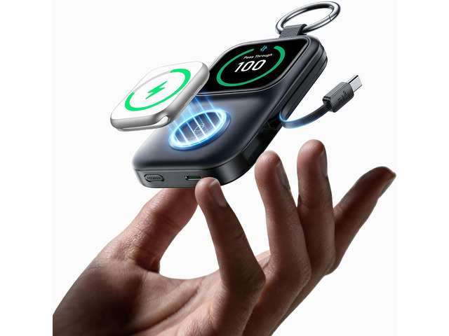 JOYROOM Portable Charger, Power Bank with Built-in Cables & LED Display, 5000mAh 20W PD Fast Charging & Fast Recharge, Travel Keychain Battery Pack...