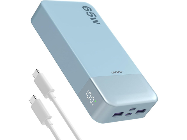 JUOVI Power Bank 65W 20000mAh Laptop Portable Charger, PD QC Fast Charging with 4 USB Ports, External Battery Pack for MacBook iPad Tablet iPhone...