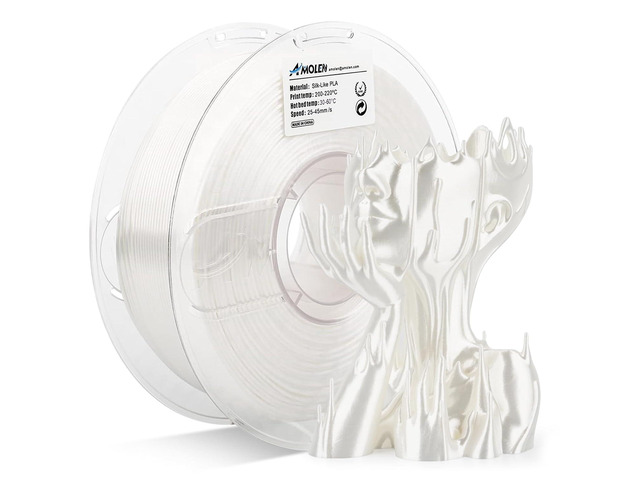 AMOLEN Silk PLA Filament 1.75mm 3D Printer filaments, Shiny White Filament for 3D Printing, 1kg(2.2lbs) Spool, Compatible with Most Printer(Silk...