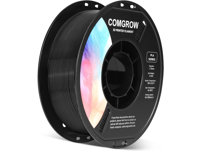 Comgrow PLA 3D Printer Filament, 3D Printer PLA Filament 1.75mm, Dimensional Accuracy +/- 0.02 mm, 1KG Spool PLA Black