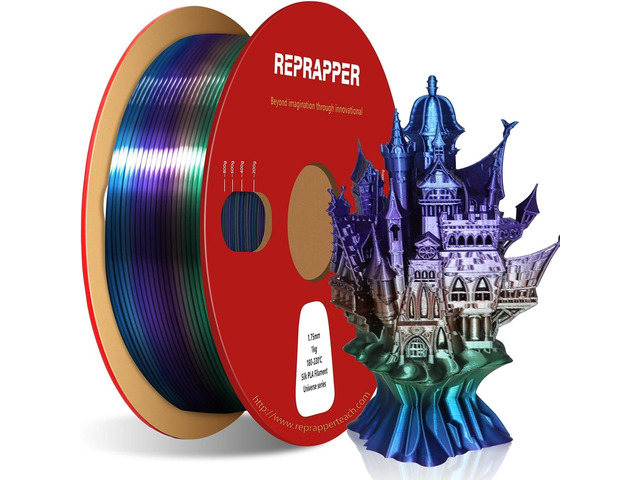 RepRapper Universe Rainbow PLA Filament, Shiny Multicolor Silk PLA 1.75 mm Filament (+-0.03 mm), Sparkle Fast Change Multi-color1 kg 3D Printer...