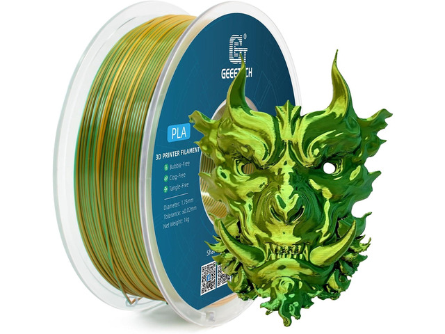 Geeetech 3D Printer Silk PLA Dual Color Filament, Metal-Like Shiny Silk Filament 1.75mm 1kg (2.2lbs) Spool, Dimensional Accuracy +/- 0.02 mm, Silk...
