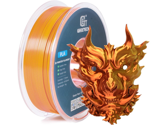 Geeetech Silk PLA Filament 1.75mm Silk Dual Color Filament, Coextrusion Dichromatic Metal-Like Shiny Consumable 1kg (2.2lbs) 1 Spool, Dimensional...