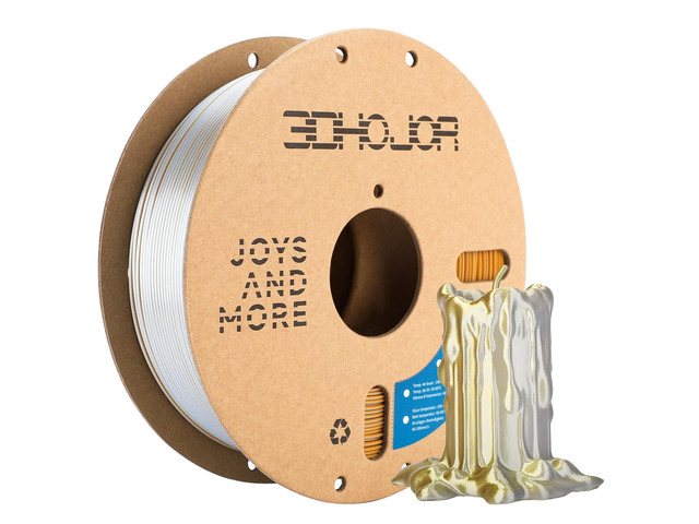 3DHoJor Silk PLA Filament 1.75mm Gold Silver Dual Color PLA 3D Printer Filament 2 in 1 Coextrusion 1KG Spool(2.2lbs) 3D Printing Filament...