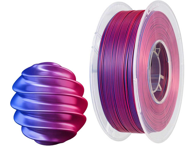 CC3D Silk Dual Color PLA Filament Purple Blue Bicolor 1.75mm 1KG FDM 3D Printer 2 Color Coextrusion Filament Shiny Metallic 3D Printing Material...