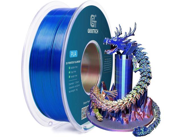 Geeetech Silk PLA Tri Color Filament 1.75mm 3D Printer Filament, Coextrusion Red Blue Green Tri-Colors Metal-Like Shiny Silk PLA Filament, 1kg.